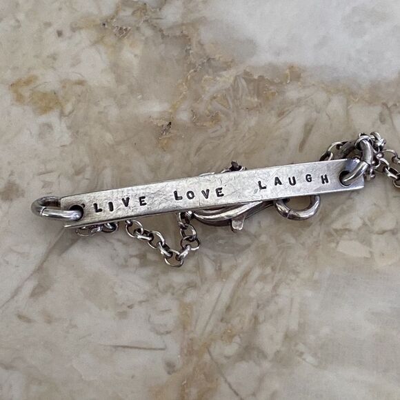 MJI 925 Sterling Silver Live Love Laugh ID Bracelet - Picture 2 of 6